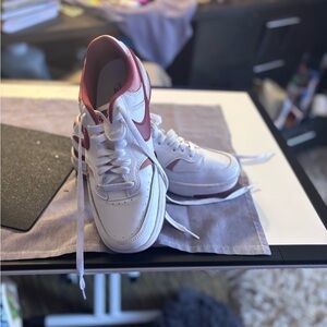 Women's White and Red Sneakers